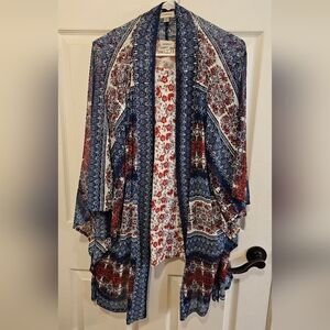 Avenue Bohemian Blue and Red Kimono And Tank Set